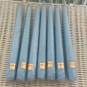 Seven Premium Ice Blue Eika Kerzen Taper Candles 25% Stearin New